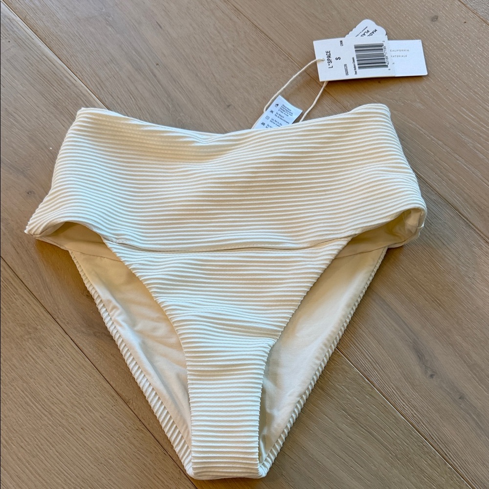 L*Space Ribbed Cream Bikini Bottom